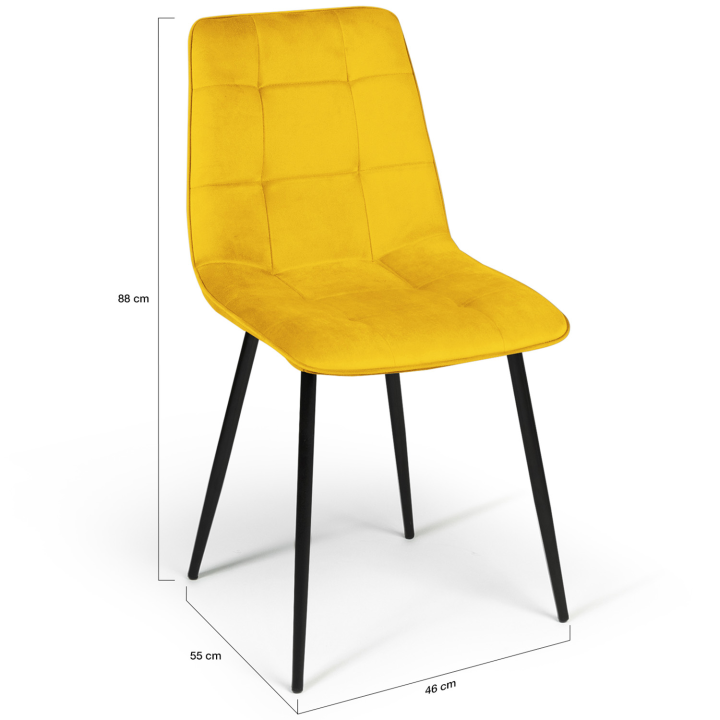 Lot de 4 chaises MILA en velours mix color mix color vert, gris clair, gris foncé, jaune Lot de 4 chaises MILA en velours mix color mix color vert, gris clair, gris foncé, jaune
