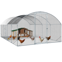 IDMarket - Hühnergehege Kuppel 7,5 m² Maschendrahtzaun 3x2,5 M mit Seitentür