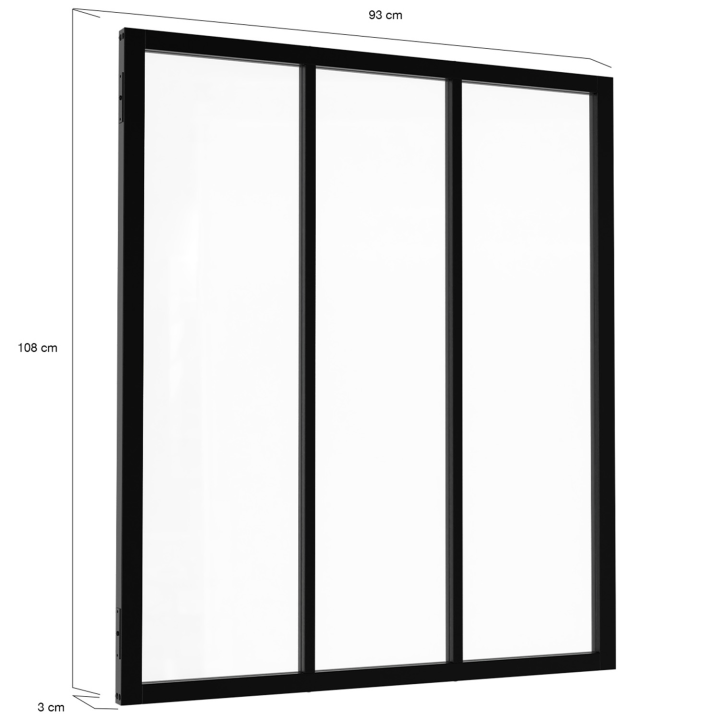 Verrière 3 vitrages 93x108 cm en métal noir Verrière 3 vitrages 93x108 cm en métal noir