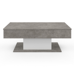 Table Basse Relaxdays Effet Béton - Gris Clair, 90x55x45 Cm, MDF, Neuve