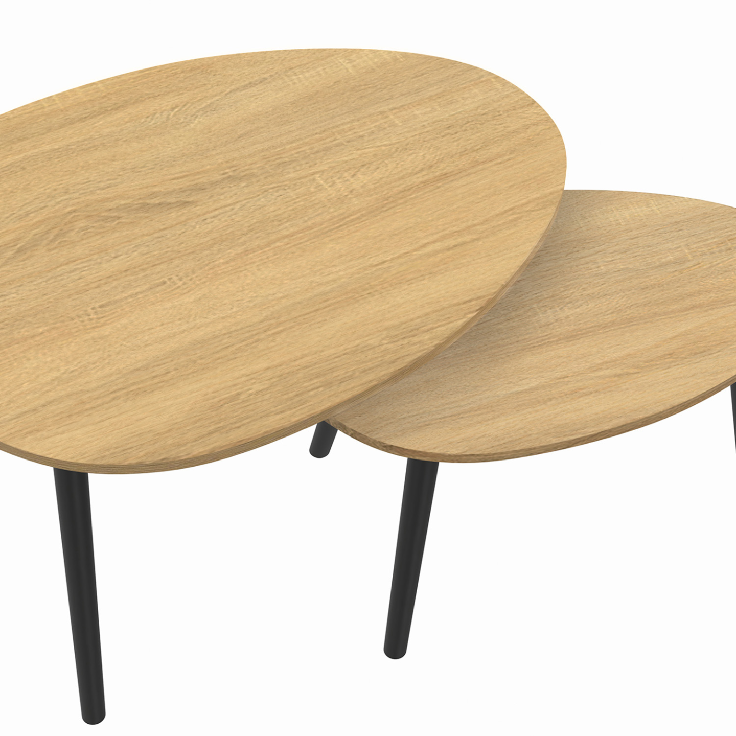 Lot de 2 Tables Gigognes avec Pieds en Métal