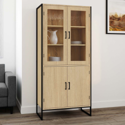 15916 - Vetrina buffet industriale alta 176 cm con ante e ripiani Vitrine buffet haut H. 176 cm vaisselier DETROIT 4 portes design industriel