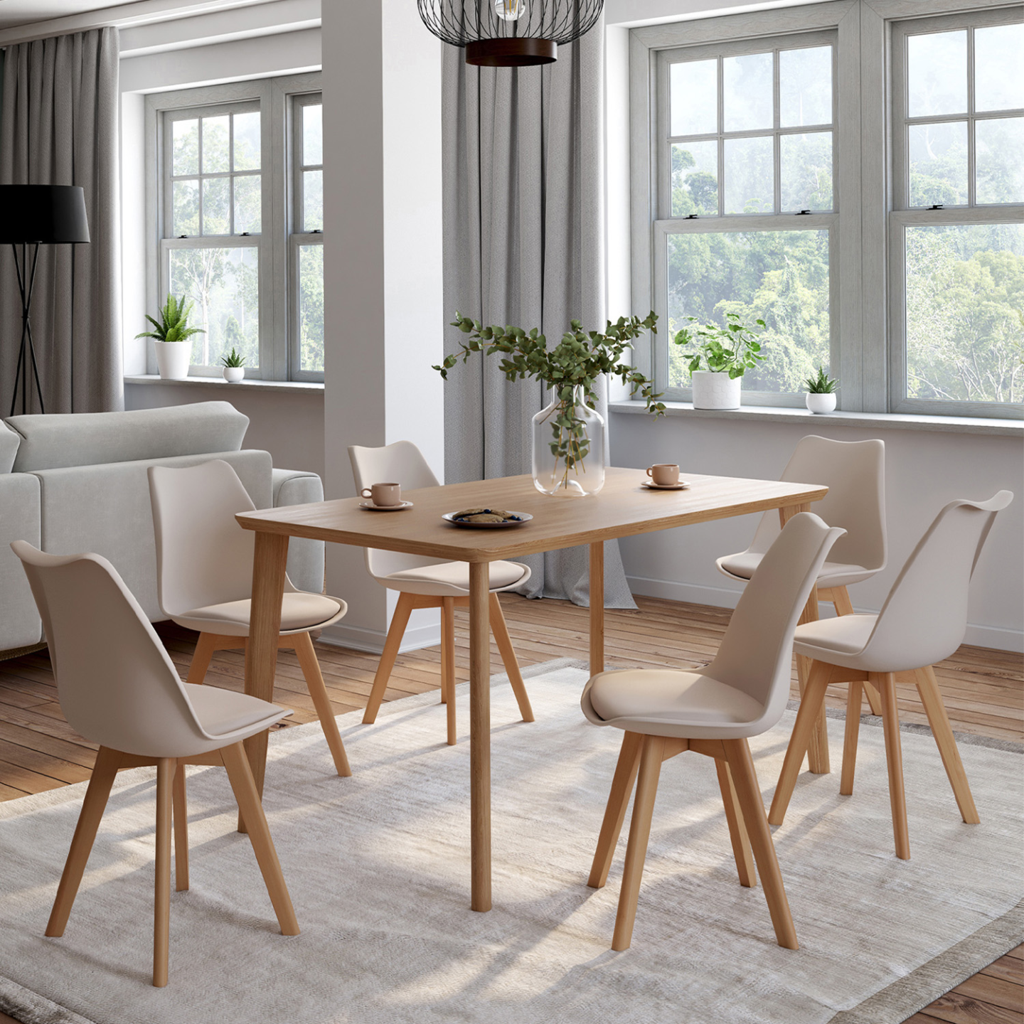 Lot De 6 Chaises De Salle à Manger En Chêne – Style Scandinave, Bois Rouge, Design Nordique
