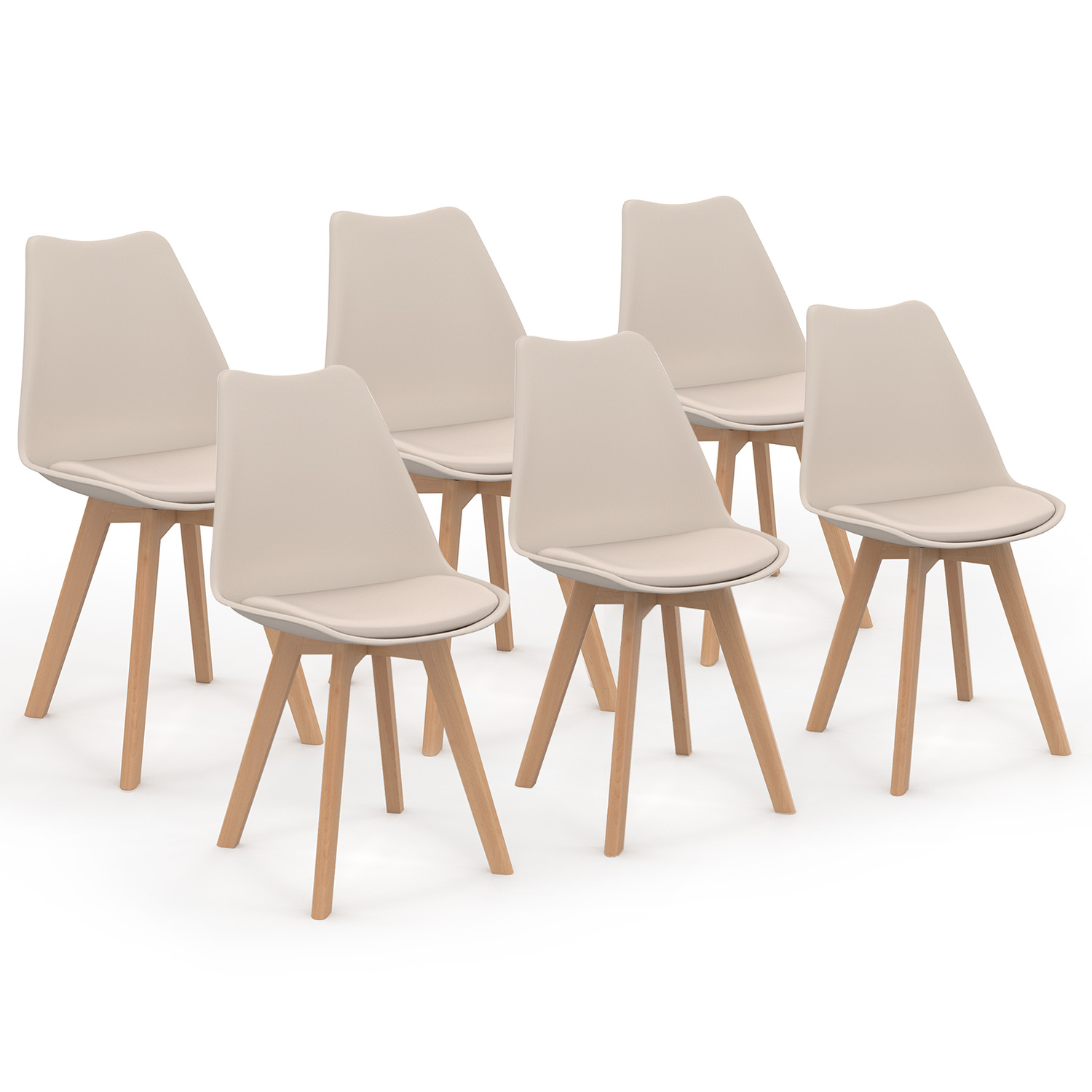 6 chaises scandinaves beiges