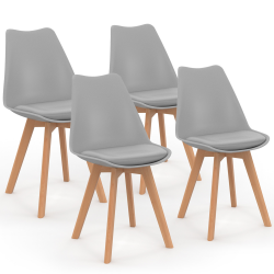 13494 - Sedie scandinave grigie con cuscino Lot de 4 chaises scandinaves SARA gris clair pour salle à manger