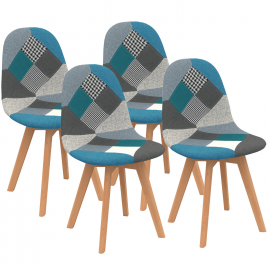 IDMarket Lot De 2 Chaises Salle à Manger Scandinaves SARA Patchwork Noir Gris Blanc