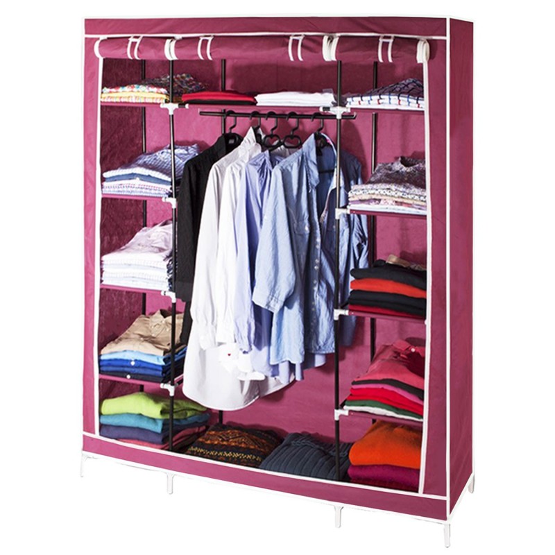 Armoire de rangement bordeaux dressing penderie XXL tissu Meubles