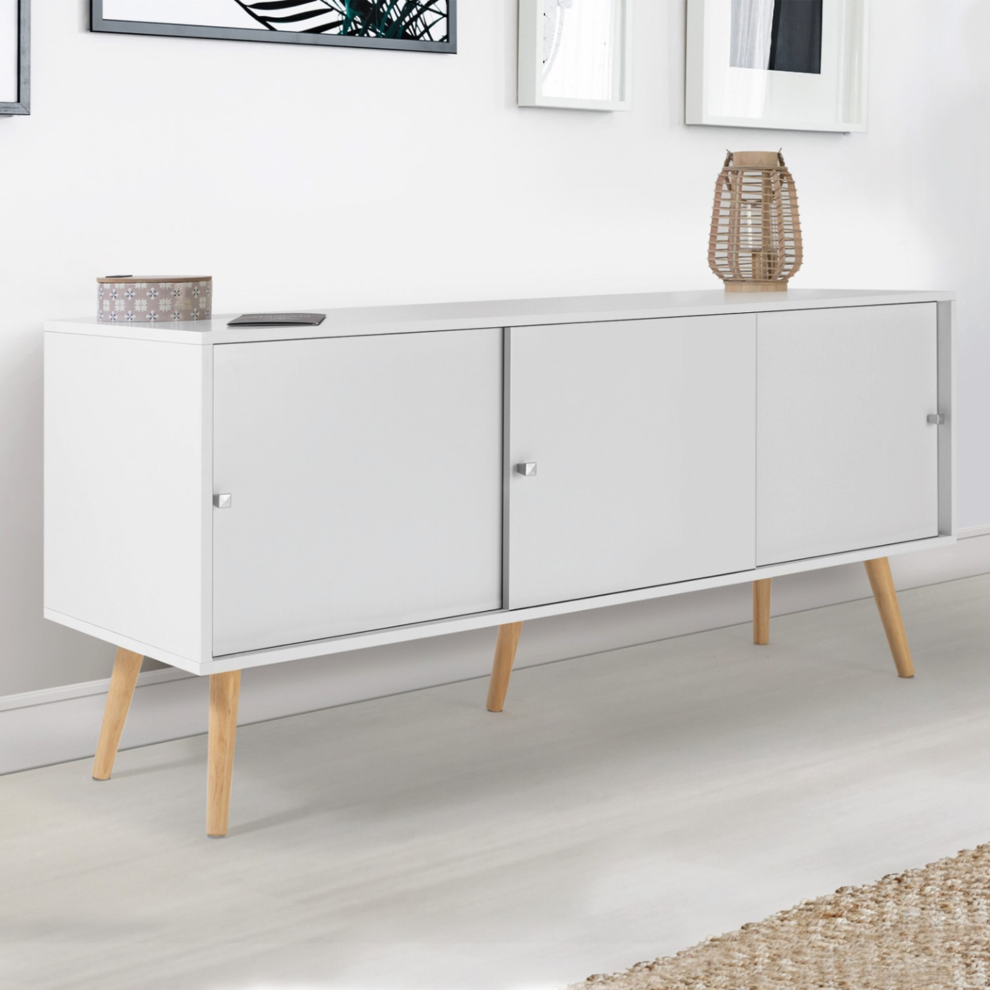Credenza Scandinava Legno Chiaro L195cm Miliboo SID - 2 Ante E 3 Cassetti