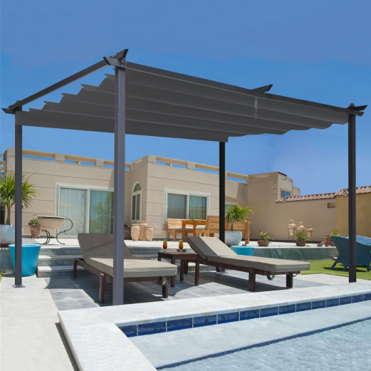 Pérgola de techo retráctil 4 patas 3x4 m gris antracita