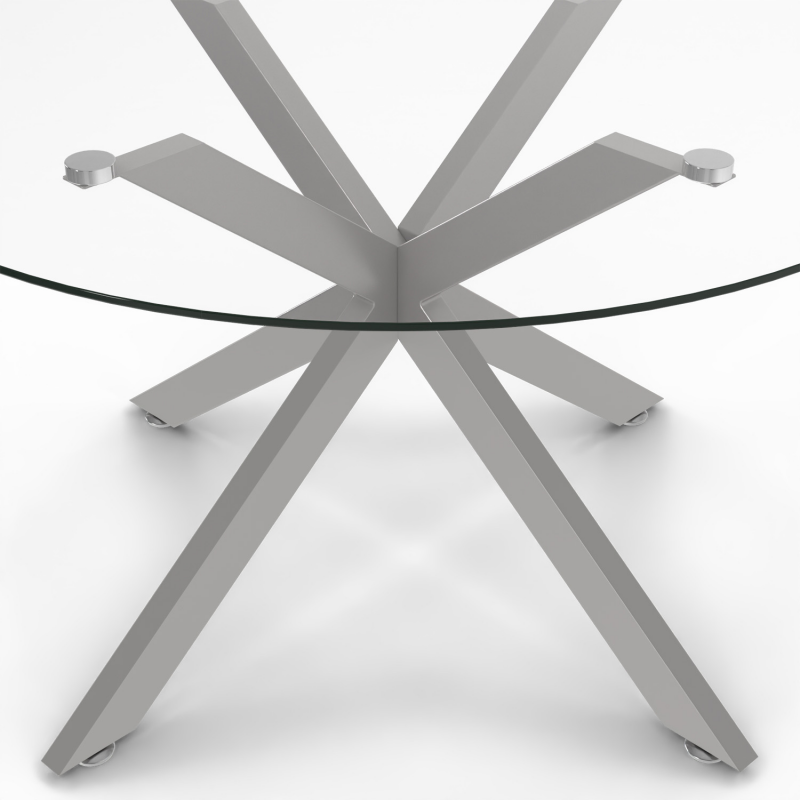 Table à manger rectangle ALIX 8 personnes pied araignée laiton et plateau effet marbre blanc ALASKA