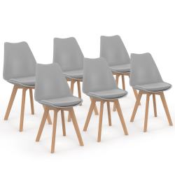 16420 - 6 sedie scandinave grigio chiaro Lot de 6 chaises scandinaves SARA gris clair pour salle à manger