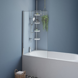 16155 - Badewannenabtrennung schwenkbar 1 Klappe 70x120 cm Pare baignoire 1 volet 70x120 cm avec profilé en aluminium argenté