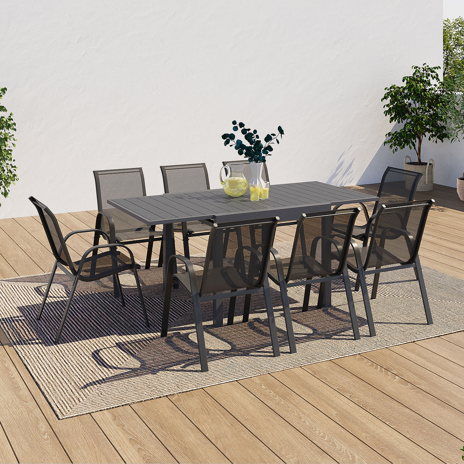 Salon de jardin avec table extensible 8 places