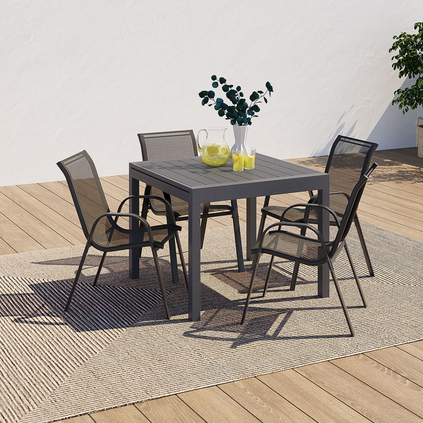 Table à manger extensible avec plateau en céramique et acier - BREST
