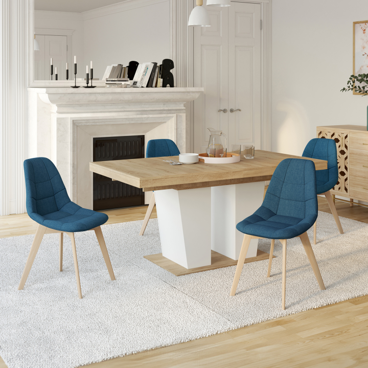 Lot de 4 chaises scandinaves GABY bleues en tissu pour salle à manger Lot de 4 chaises scandinaves GABY bleues en tissu pour salle à manger