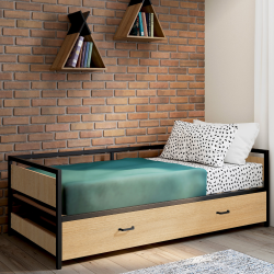 14903 - Divano letto industriale a 2 posti Lit gigogne DETROIT 90 x 190 cm banquette convertible style industriel