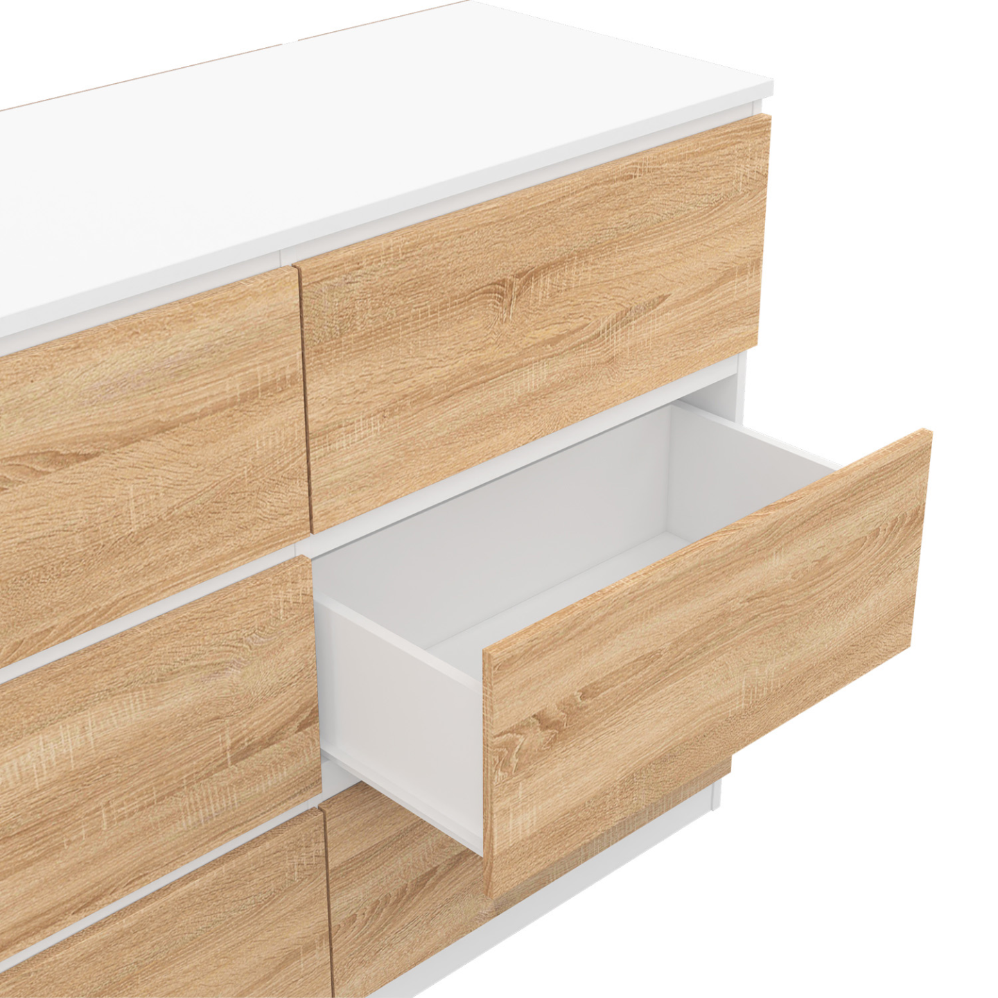Commode 6 tiroirs tomi 110 cm bois façon hêtre