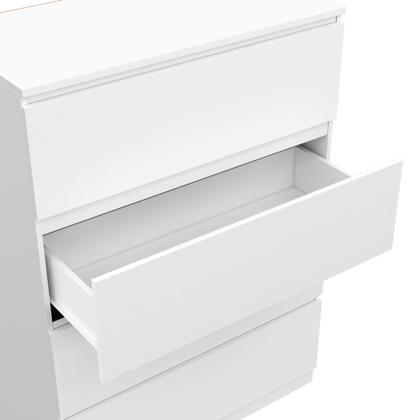 Commode Riano 4 Tiroirs Blanche - 72x75x36cm - Rangement Spacieux Pour Chambre, Design épuré