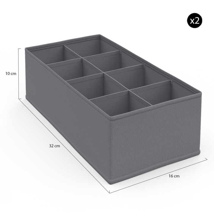 Lot de 14 boites de rangement tiroir organisateurs de dressings gris anthracite Lot de 14 boites de rangement tiroir organisateurs de dressings gris anthracite