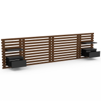 Tête de lit latte de bois clair 240 cm et étagères blanches - AVA | ID
