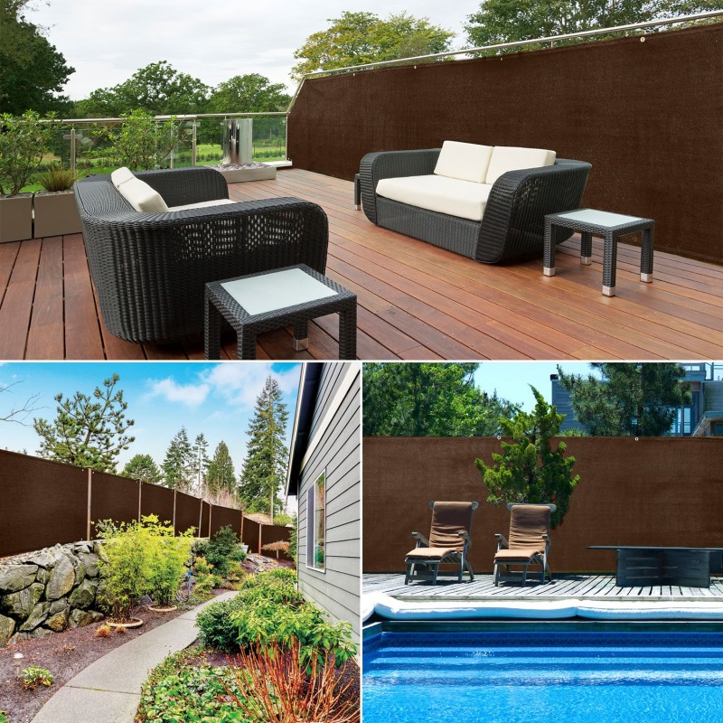 Brise-Vue Renforcé IDMarket 1.5x10m - Taupe 220g/m² - Occultation 95% - Polyéthylène - Jardin/Terrasse