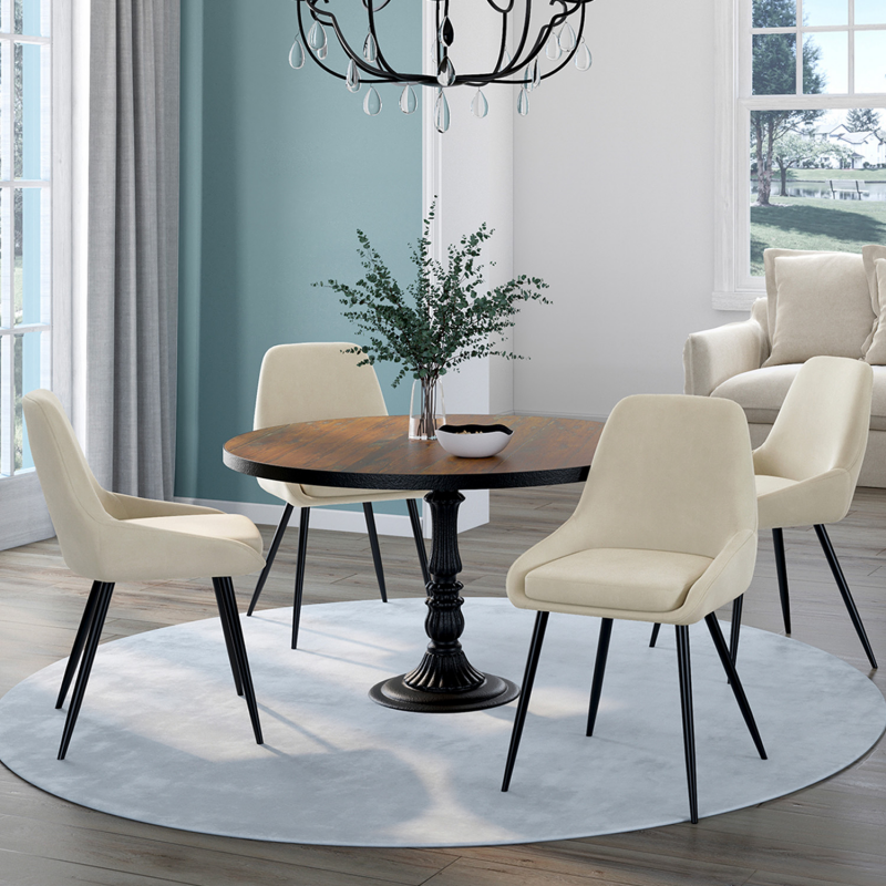 Lot De 6 Chaises THALYA En Velours Gris Foncé Avec Accoudoirs - Dimensions: 79x54x47.5 Cm - Neuf
