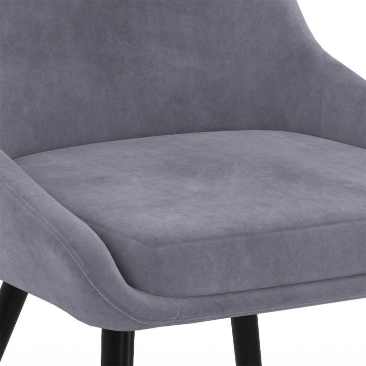 Lot de 4 chaises THALYA en velours mix color bleu x2, gris clair, gris foncé avec accoudoirs