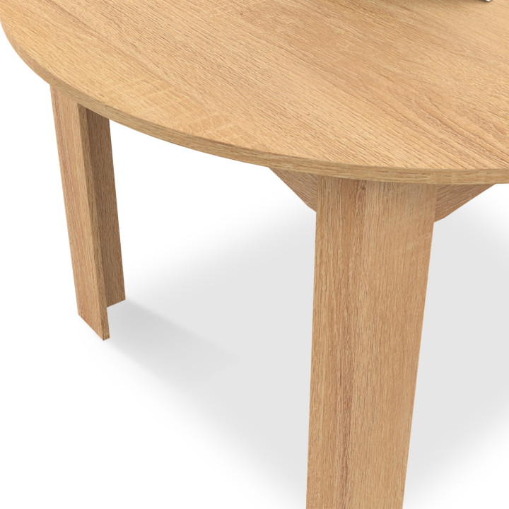 Table à manger extensible ronde DONA 4-6 personnes façon hêtre 110-150 cm