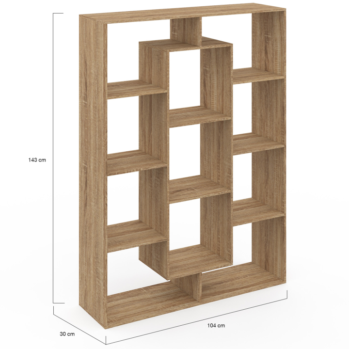 Etagère bibliothèque COLETTE avec 11 compartiments effet bois H.143 cm Etagère bibliothèque COLETTE avec 11 compartiments effet bois H.143 cm