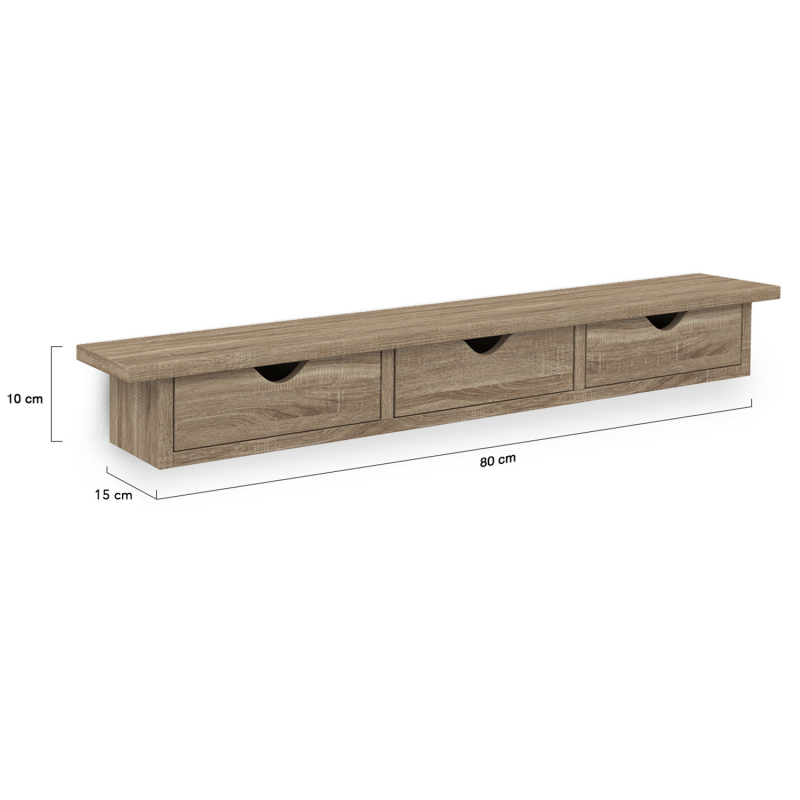 Étagère Murale Console D'entrée LISE Blanche - 3 Tiroirs - 80x15x10 Cm - Neuf En Carton
