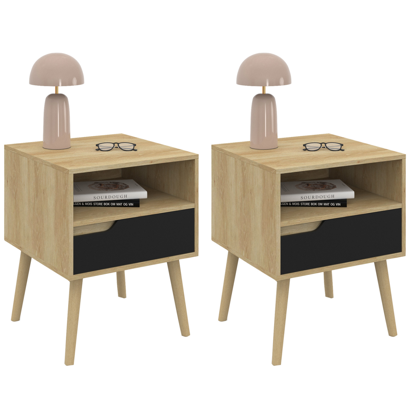 Set Di 2 Comodini Con Cassetto E LED 38 X 34 X 61 Cm In MDF Bianco Dec032869 86845789 - 3