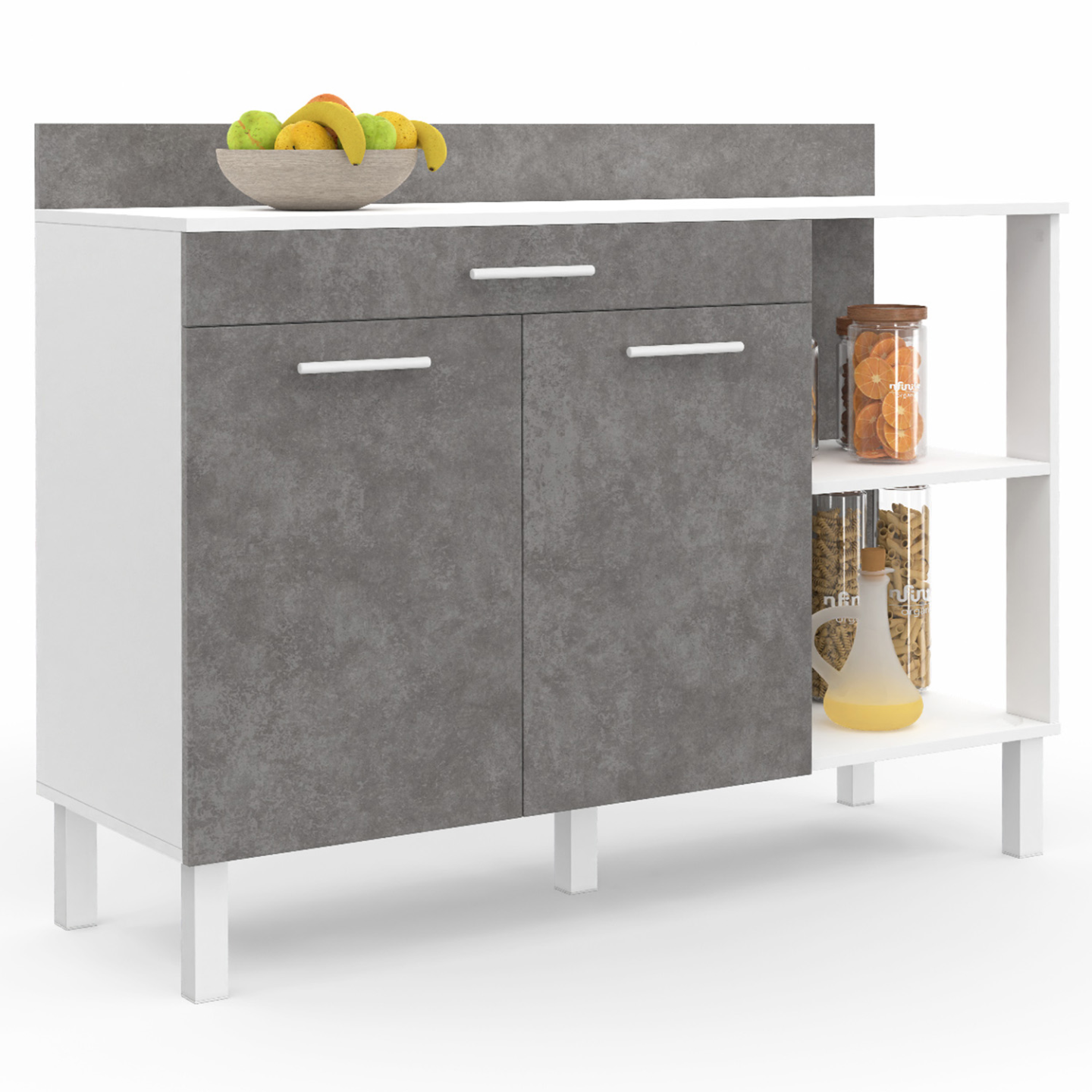 Buffet De Cuisine 3 Portes Et 2 Tiroirs 110 X 40 X 78 Cm Buffet Bas Etagere Reglable Salon Bureau Et Salle A Manger 20 0 96290523