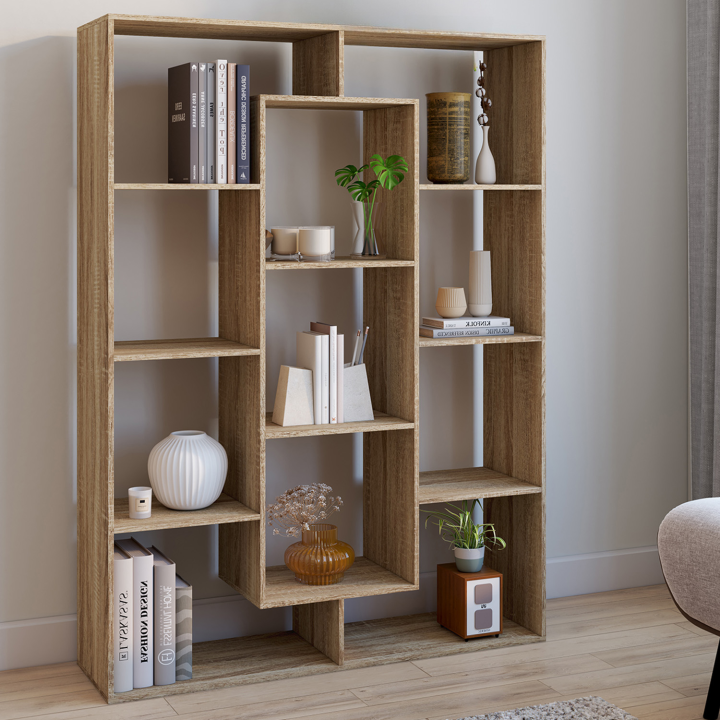 Etagère bibliothèque COLETTE avec 11 compartiments effet bois H.143 cm Etagère bibliothèque COLETTE avec 11 compartiments effet bois H.143 cm