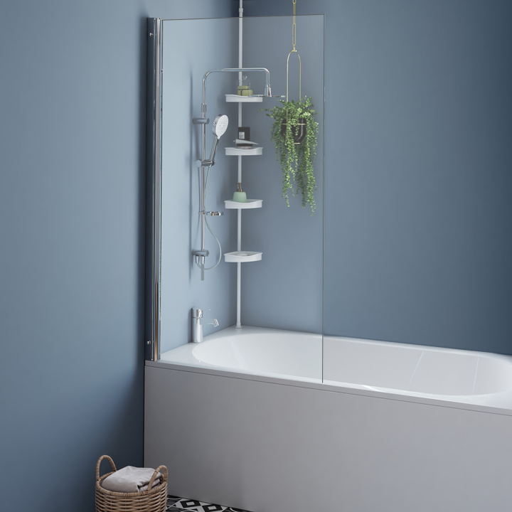 Pare baignoire 1 volet 80x140 cm avec profilé en aluminium argenté Pare baignoire 1 volet 80x140 cm avec profilé en aluminium argenté
