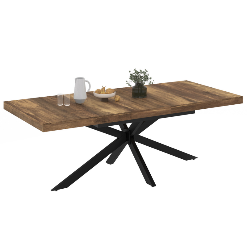 Table extensible pied central bois et blanc 6-10 personnes - ELIAD | ID