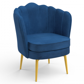 Fauteuil Scandinave Olan Bleu - Tissu Polyester - Pieds Bois - 67x63x75cm