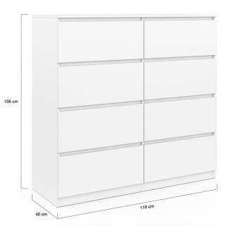 Commodes 6 Tiroirs TOMI 110 Cm - Blanc Et Gris | Rangement Chambre Ou Bureau - 9