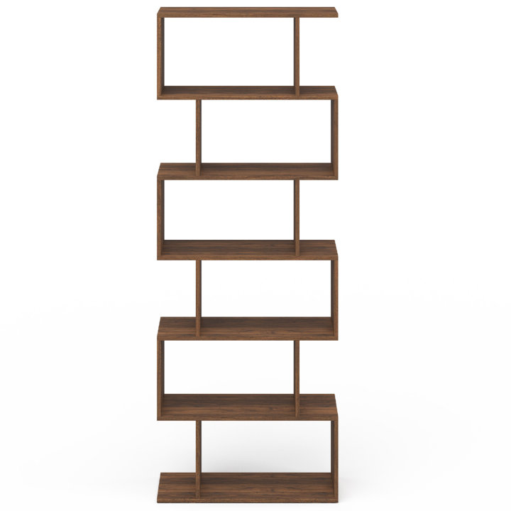Etagère bibliothèque SOFIA forme S effet noyer 189 cm Etagère bibliothèque SOFIA forme S effet noyer 189 cm