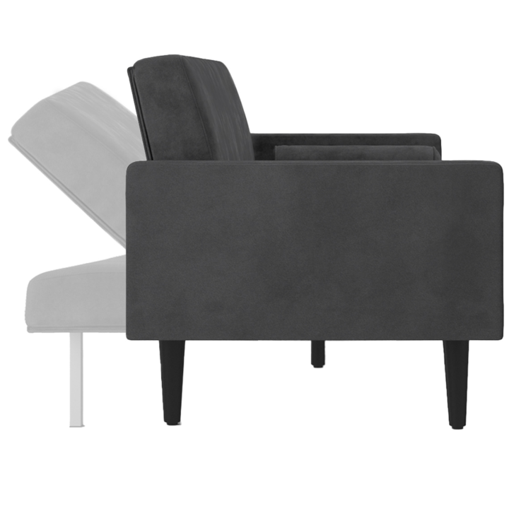 Canapé droit scandinave 3 places convertible NAËL en velours gris anthracite Canapé droit scandinave 3 places convertible NAËL en velours gris anthracite