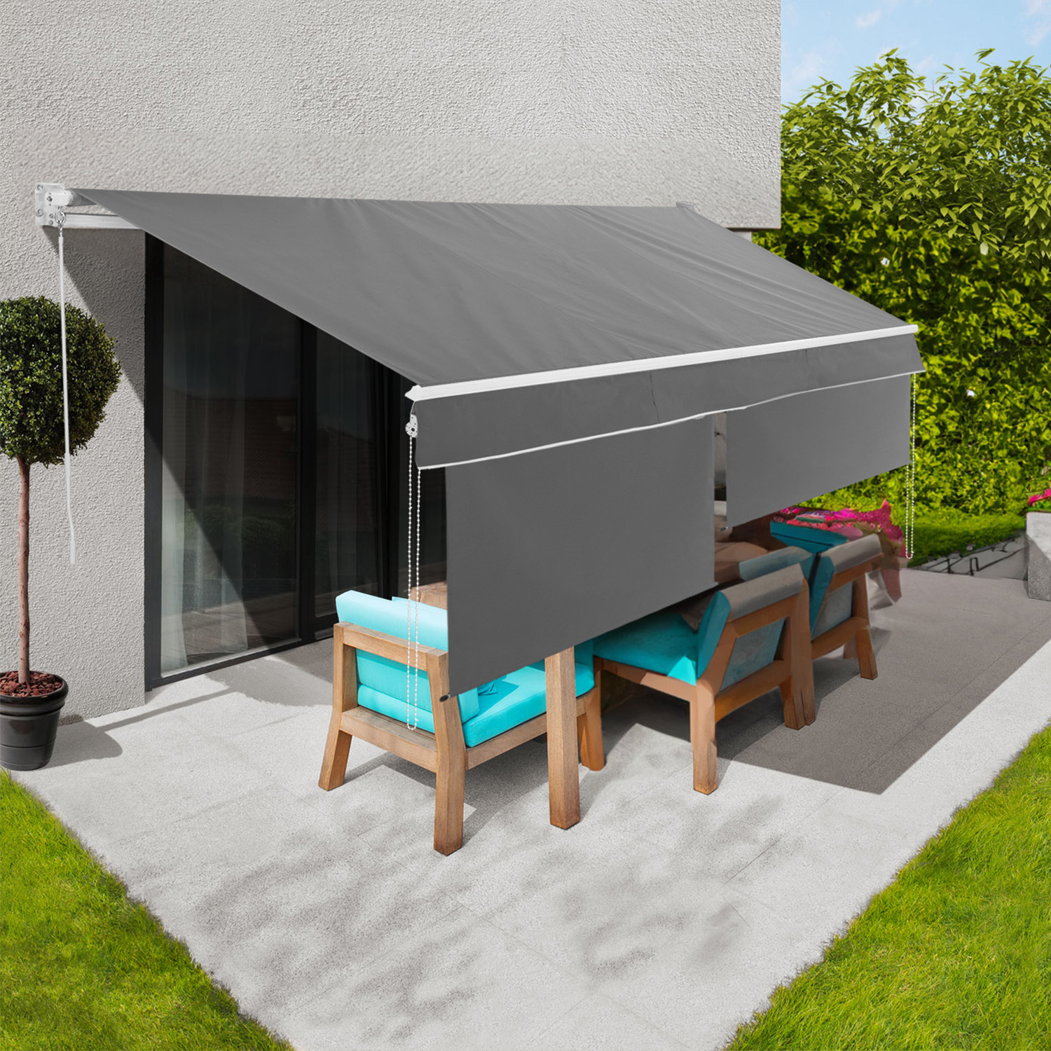 Store banne 3x2 m enroulable gris anthracite