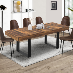 16379 - Tavolo da pranzo allungabile in legno scuro 6-10 persone 160-200 cm Table à manger extensible rectangle PHOENIX plateau HAWKINS 6-10 personnes bois foncé 160-200 cm