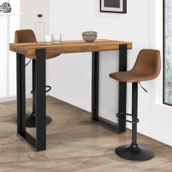 16500 - Bar-Hochtisch aus dunklem Holz mit Antik- und Schwarzeffekt 113 cm Table haute de bar PHOENIX bois foncé effet vieilli et noir 113 cm