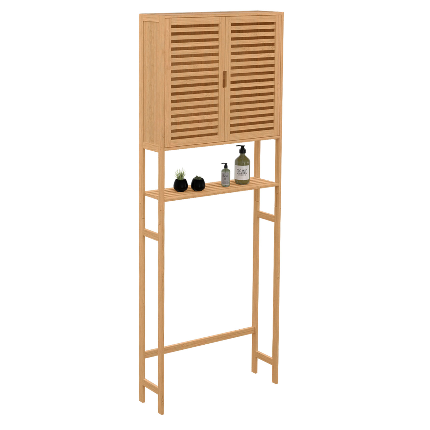 Meuble Toilette Contemporain Meuble Dessus WC WALLIS IDMarket - Rangement Salle De Bain Bois Hêtre Et Blanc (79x23x178cm) Rangement Dessus Toilettes