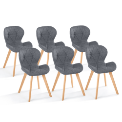 16555 - Sedie da pranzo in tessuto grigio scuro: set di 6 Lot de 6 chaises ROBINE en tissu gris foncé pour salle à manger