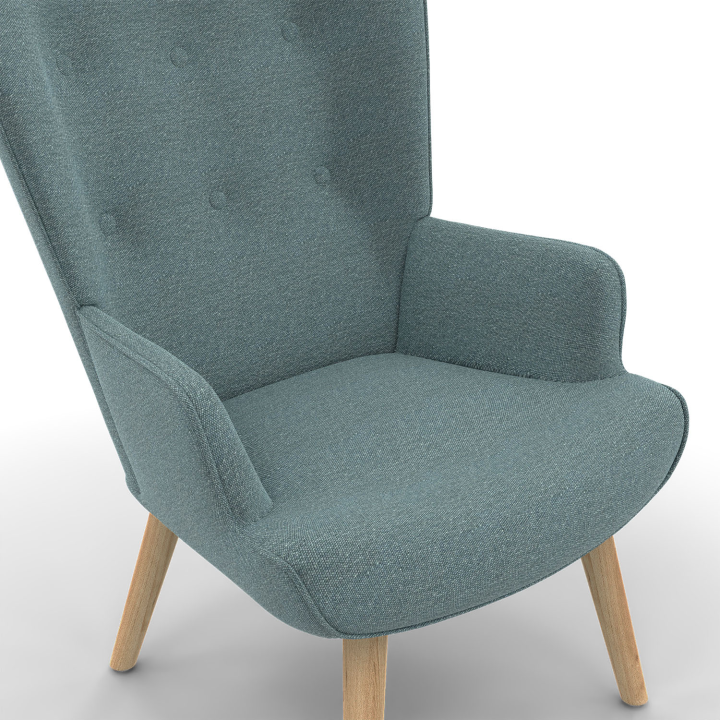 Fauteuil scandinave IVAR en tissu vert eucalyptus Fauteuil scandinave IVAR en tissu vert eucalyptus
