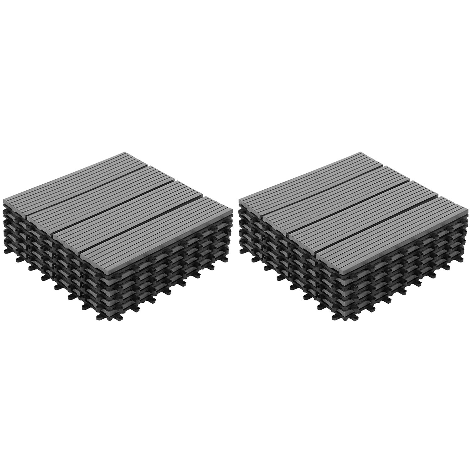 10 dalles de terrasse clipsables 30x30 cm en bois composite gris