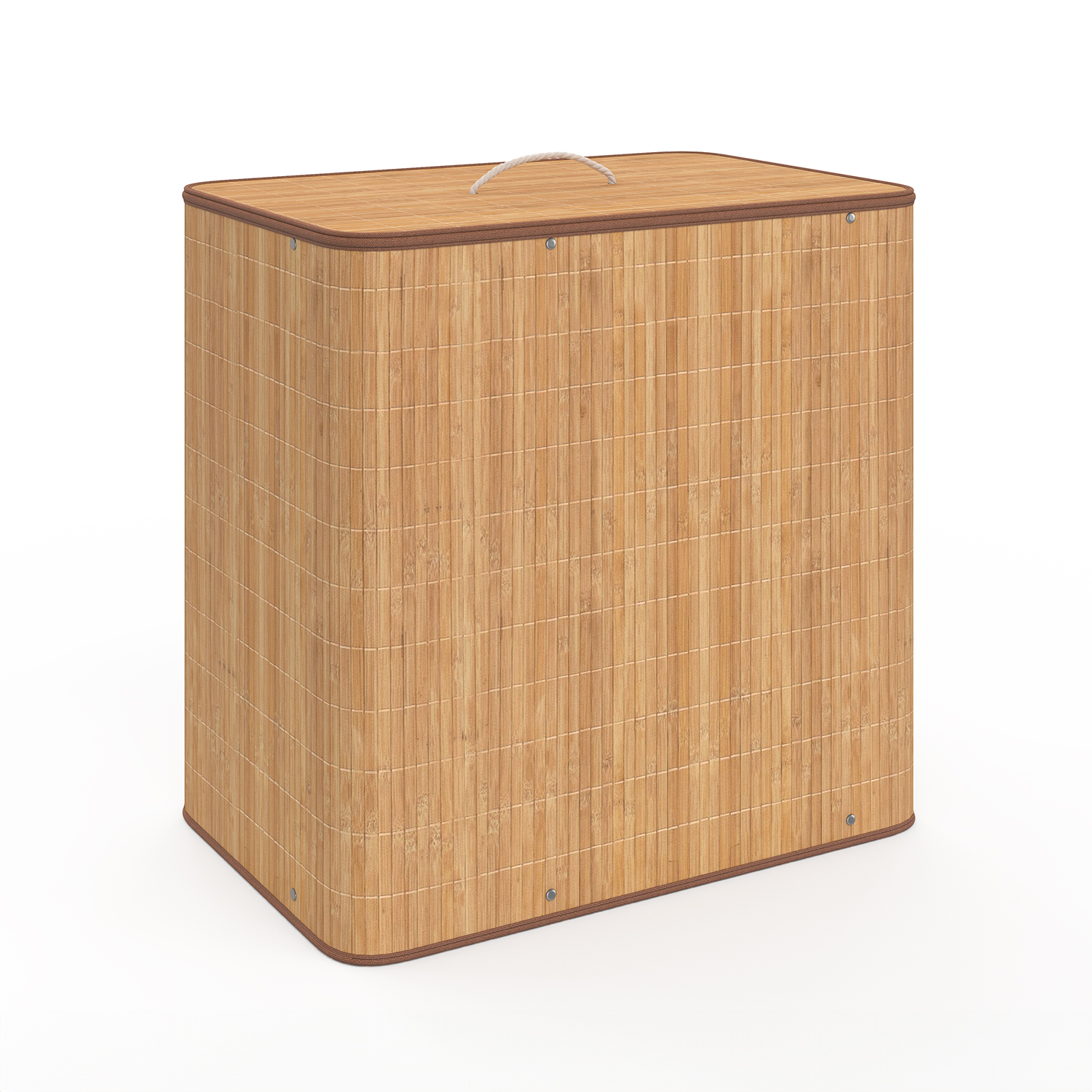 Panier à linge 3 bacs amovibles bambou et tissu