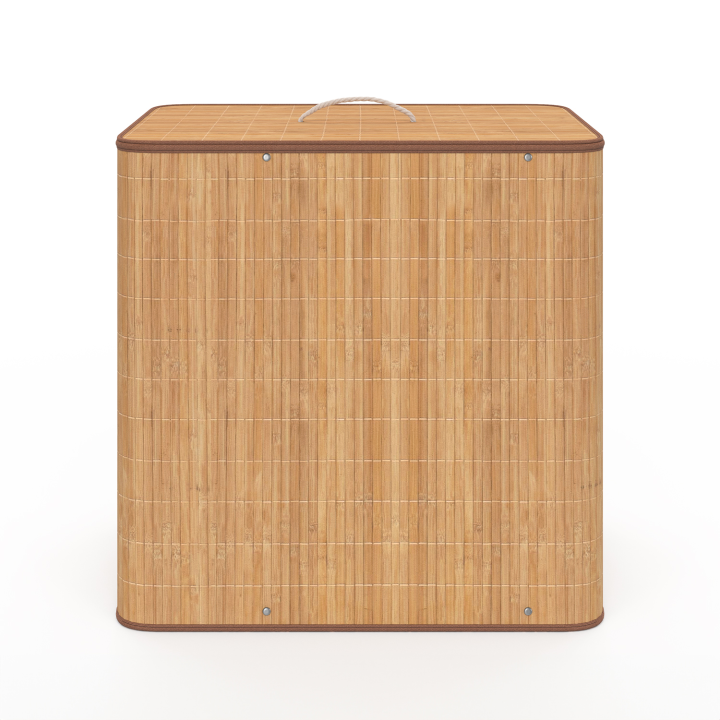 Panier à linge 3 bacs bambou ALBA tissu écru Panier à linge 3 bacs bambou ALBA tissu écru