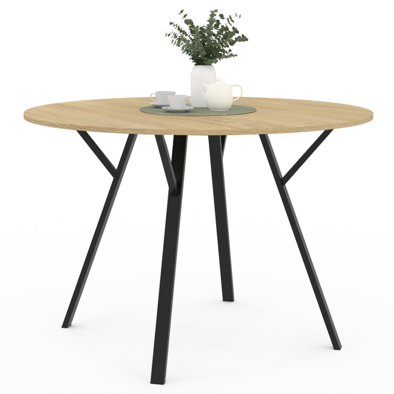 POVISON Table Ronde De Salle à Manger 120cm Pour 4 Personnes, Blanc Et Noir, En Veine De Marbre Et Acier Inoxydable, Sans Chaise