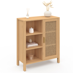 16365 - Credenza in canna con 3 ripiani e armadio 70 cm Buffet d'appoint 3 étagères et placard 70 cm EDHEN avec cannage